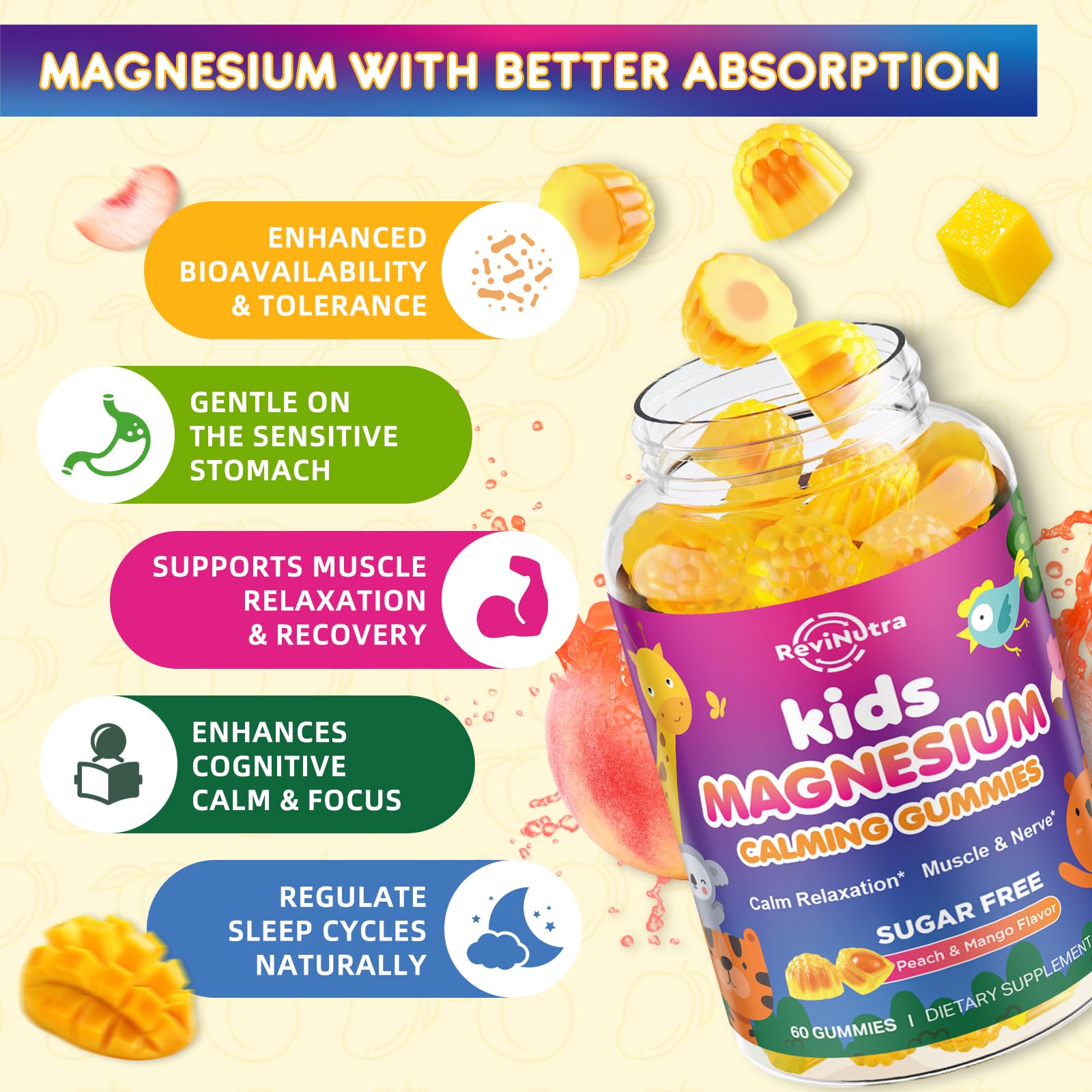 ReviNutra Magnesium Gummies 400mg gummy texture close-up