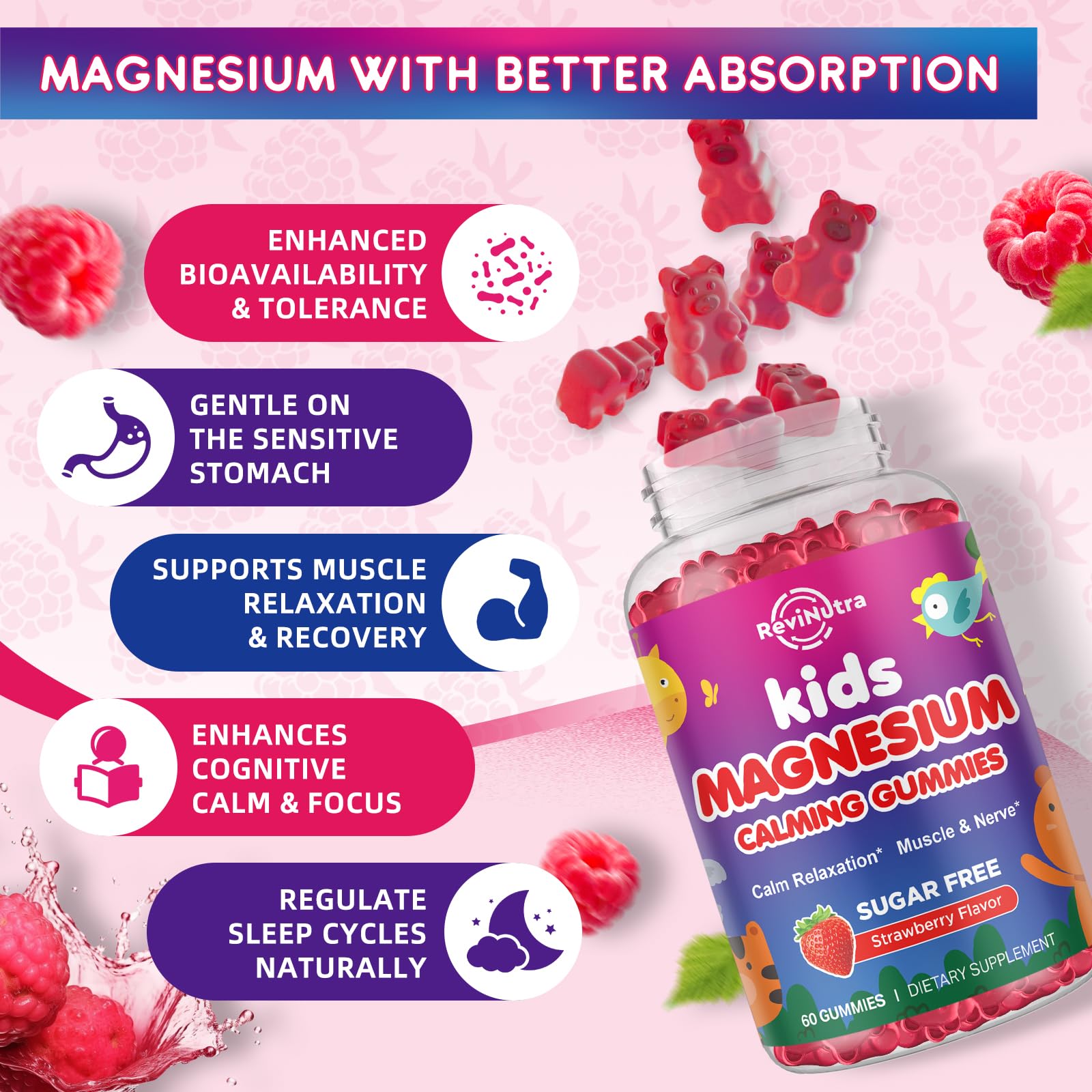ReviNutra Magnesium Gummies with a serving suggestion