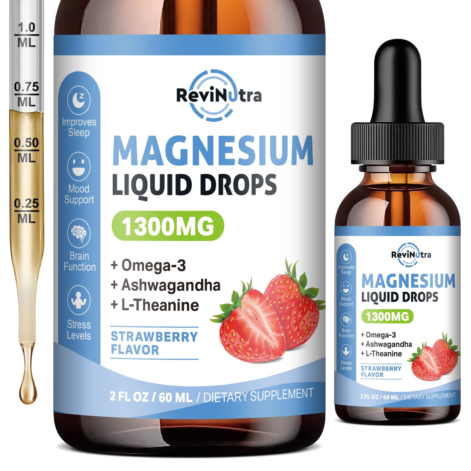 ReviNutra Magnesium Liquid Drops 1300mg front view