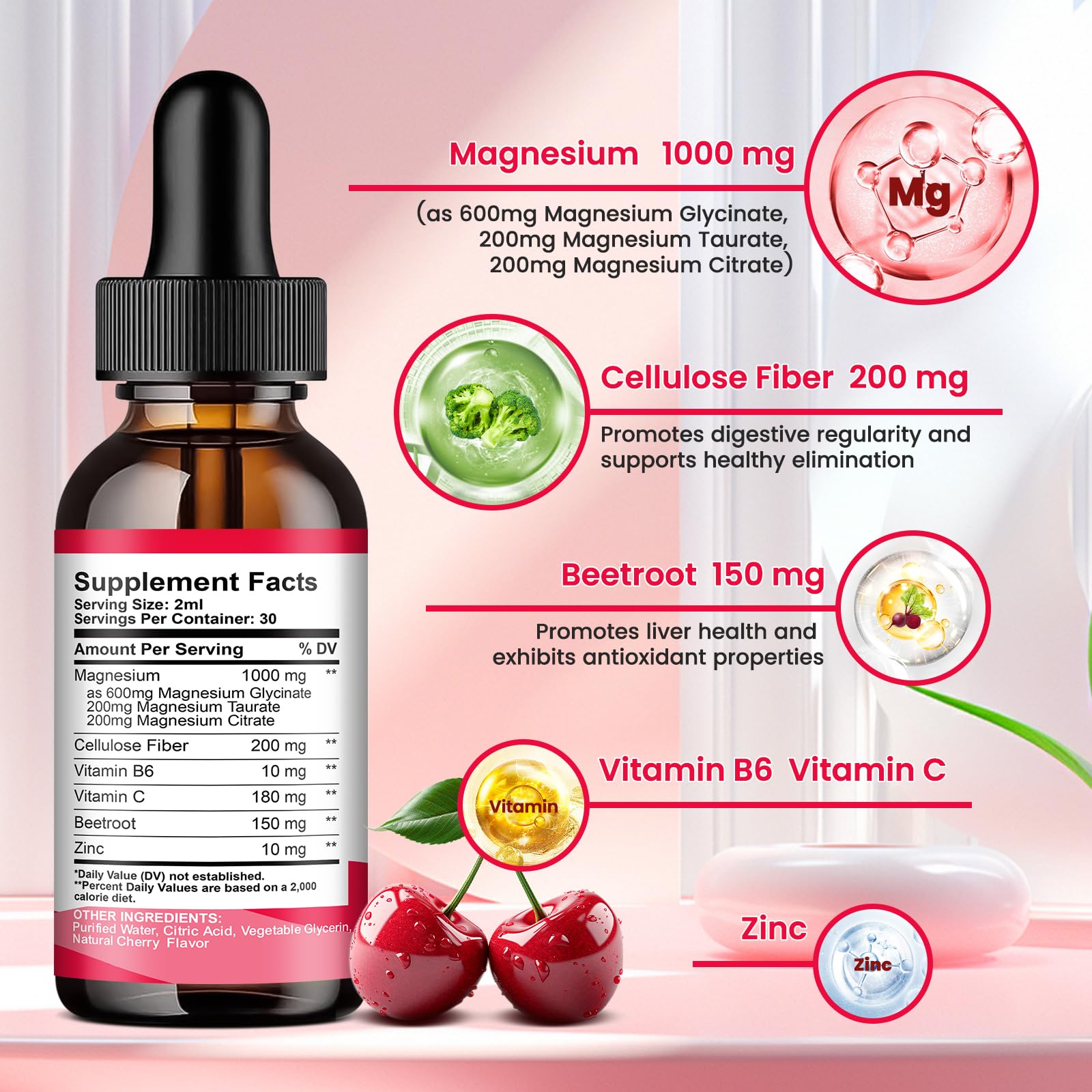 ReviNutra Magnesium Liquid Drops bottle with dosage dropper