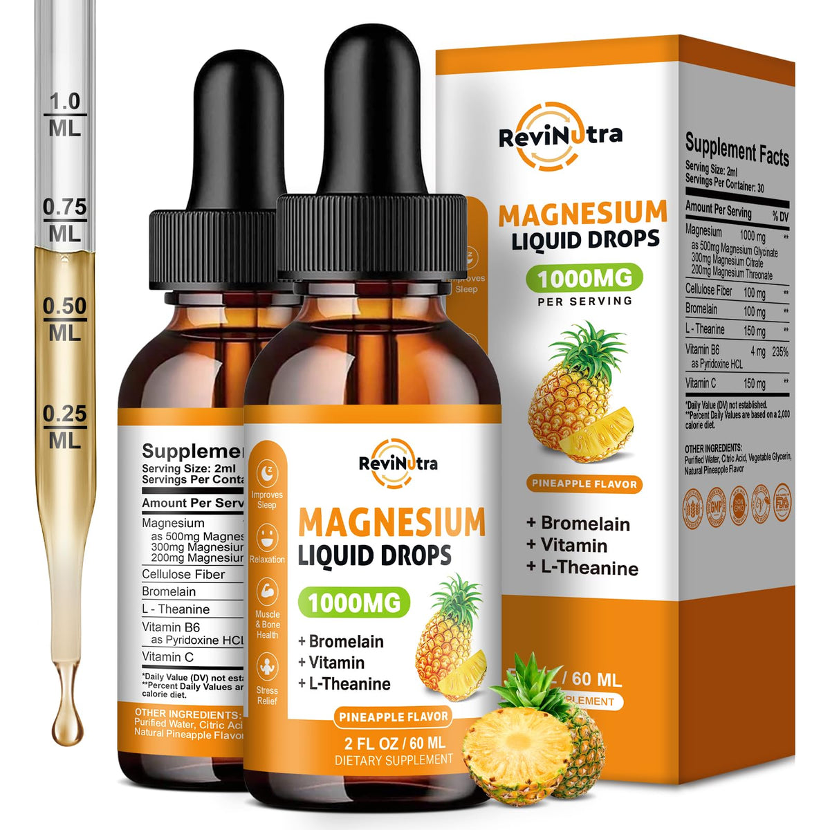 ReviNutra Magnesium Liquid Supplement 2 Pack front view