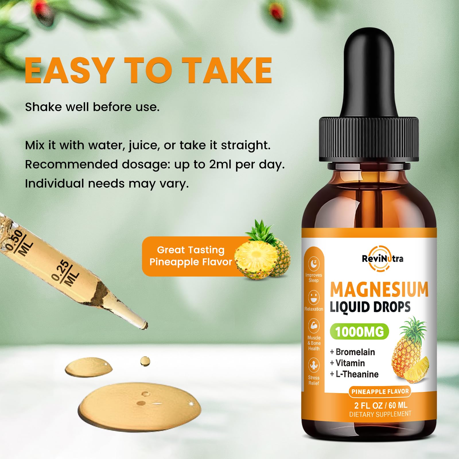 ReviNutra Magnesium Liquid Supplement 2 Pack ingredients list