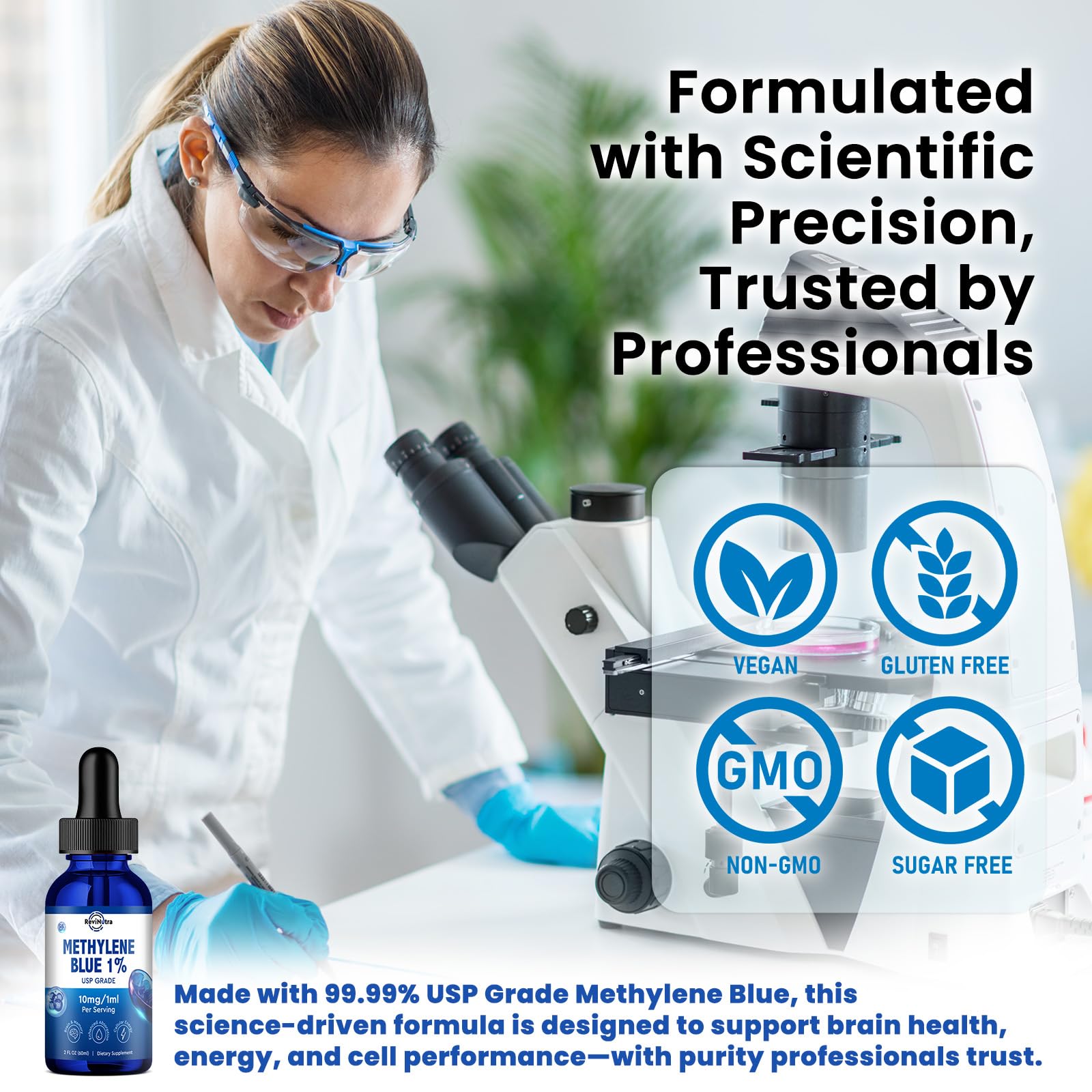 ReviNutra Methylene Blue Drops dropper close-up