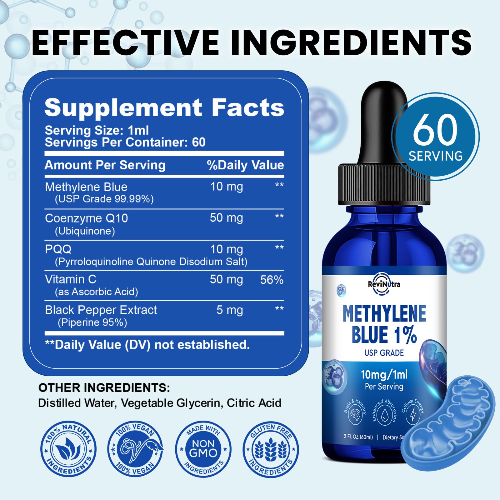 ReviNutra Methylene Blue Drops with black pepper extract