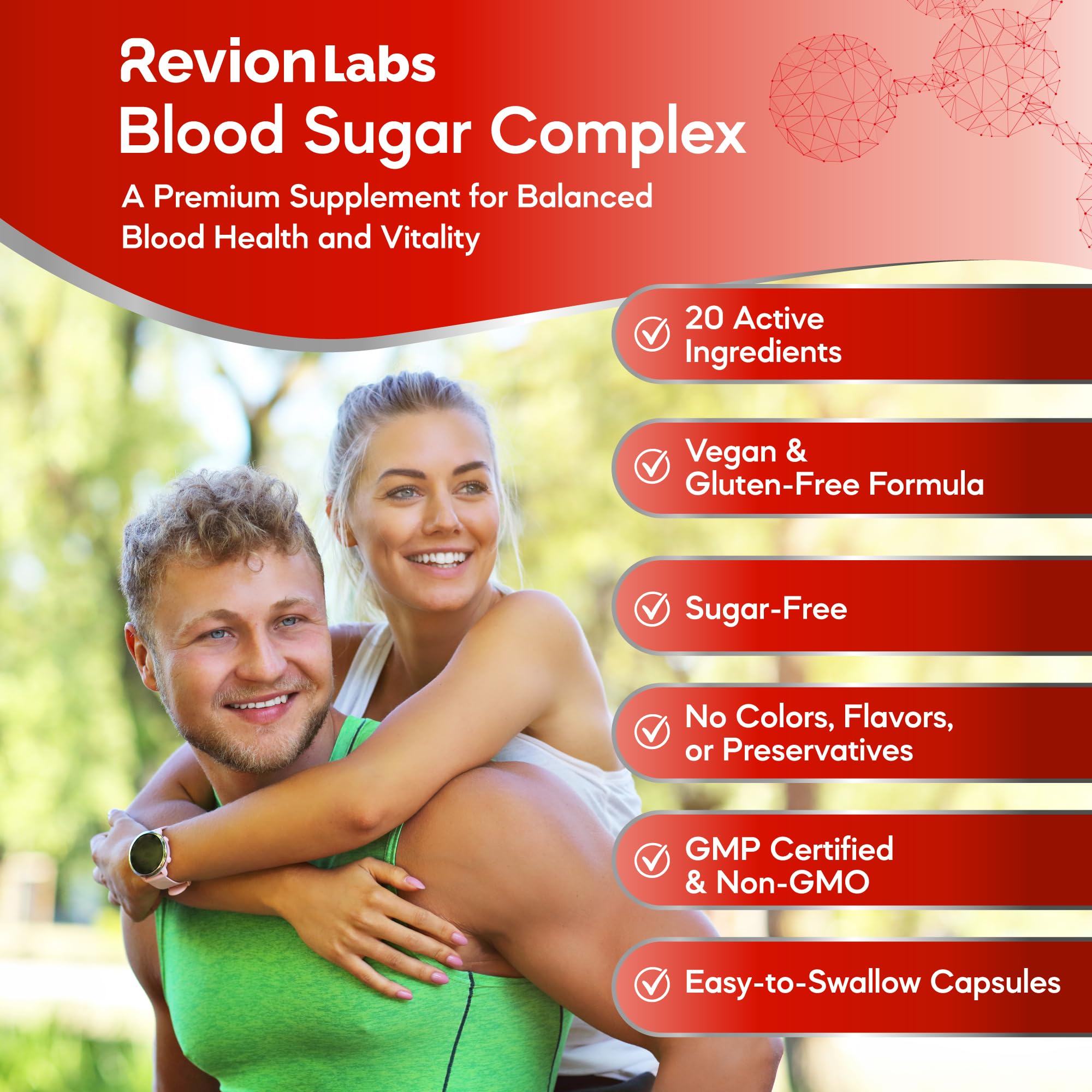 Revion LABS Blood Sugar Complex ingredients list on the back of the bottle