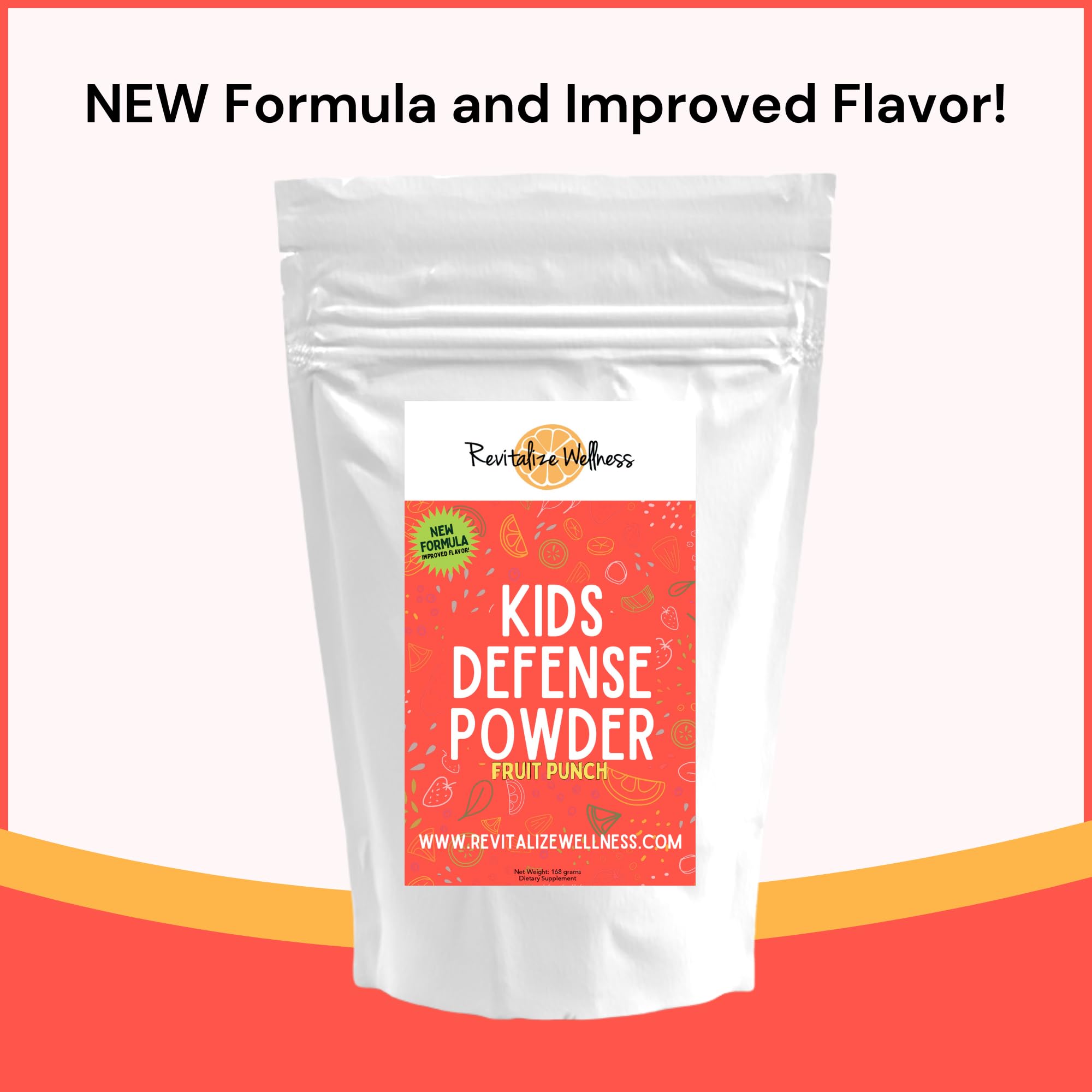 Revitalize Wellness Kid's Defense Powder mixed in a glass of water