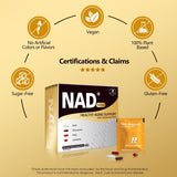 RevitaPlus NAD+ Daily Pack lifestyle image on a wooden table
