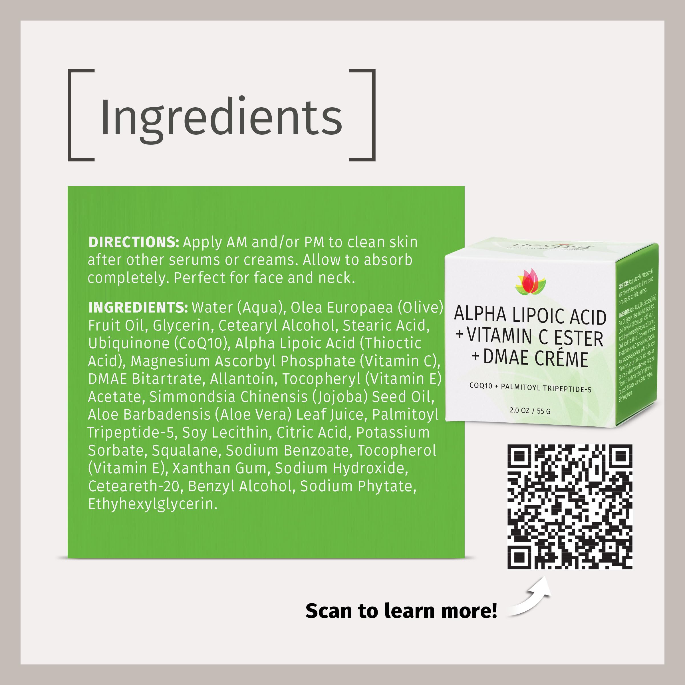 Reviva Labs Alpha Lipoic Acid Supplement back view