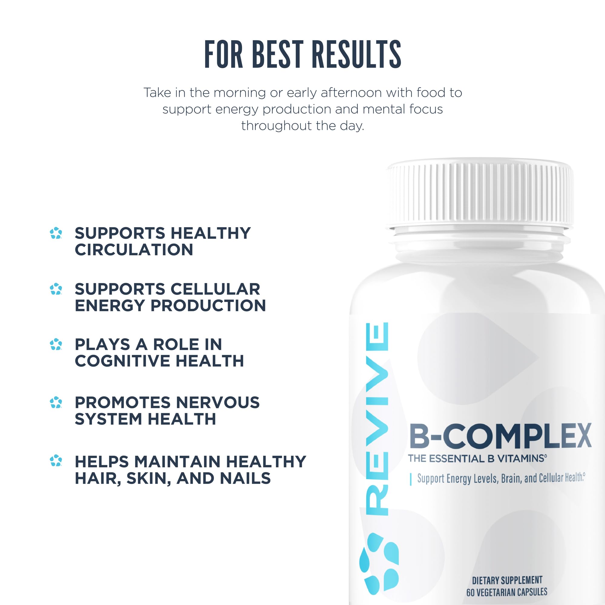 Revive B-Complex Supplement on a wooden table