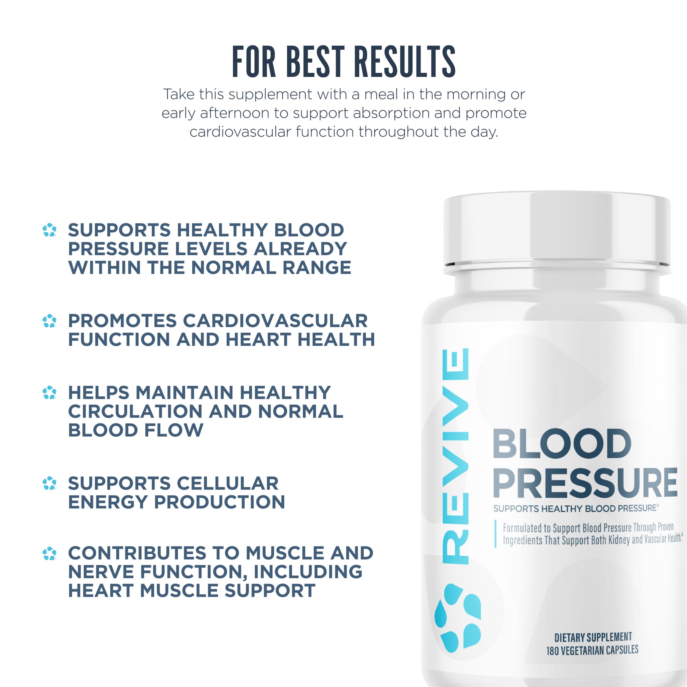 Revive Blood Pressure Support Capsules open bottle showing capsules