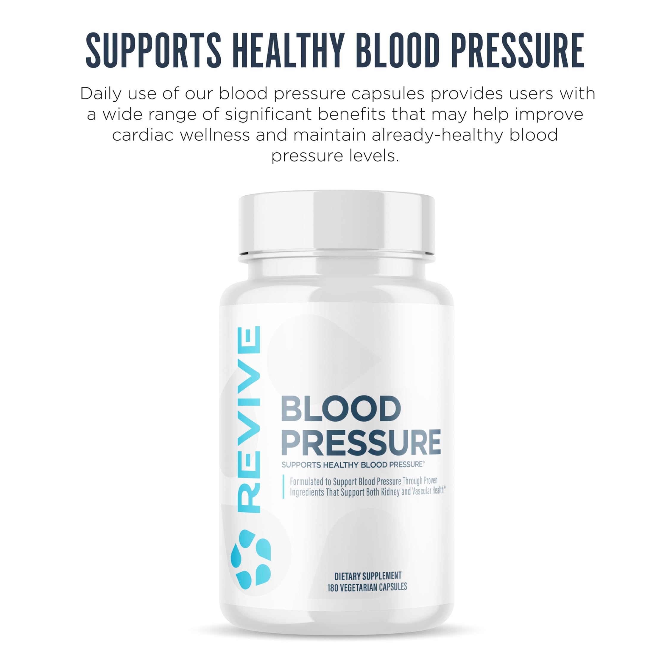 Revive Blood Pressure Support Capsules side view showing bottle