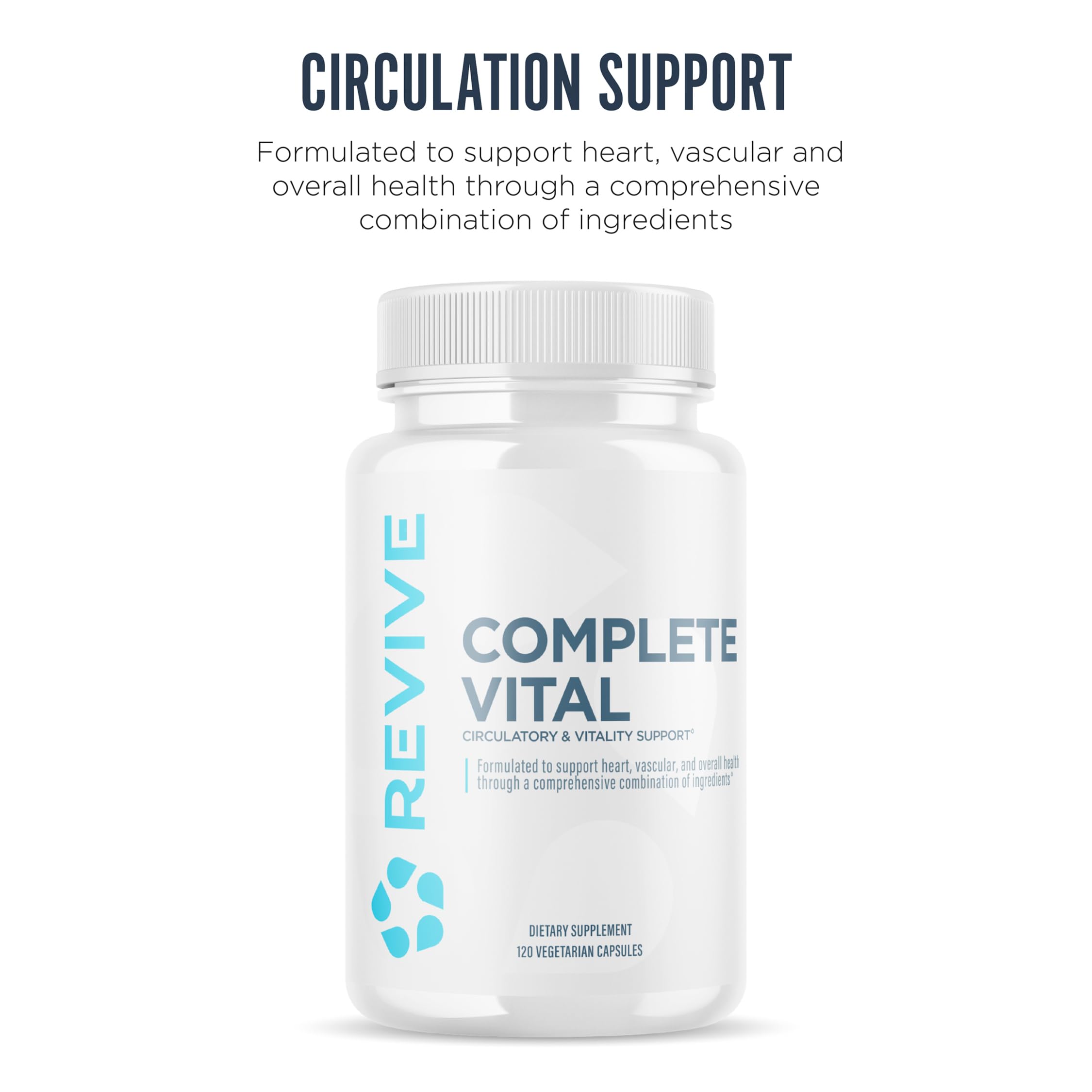 Revive Complete Vital CoQ10 Supplement side view showing capsule details