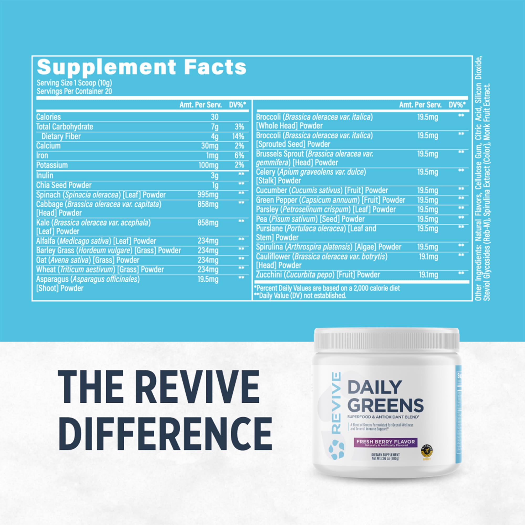 Revive Daily Greens Fresh Berry flavour scoop