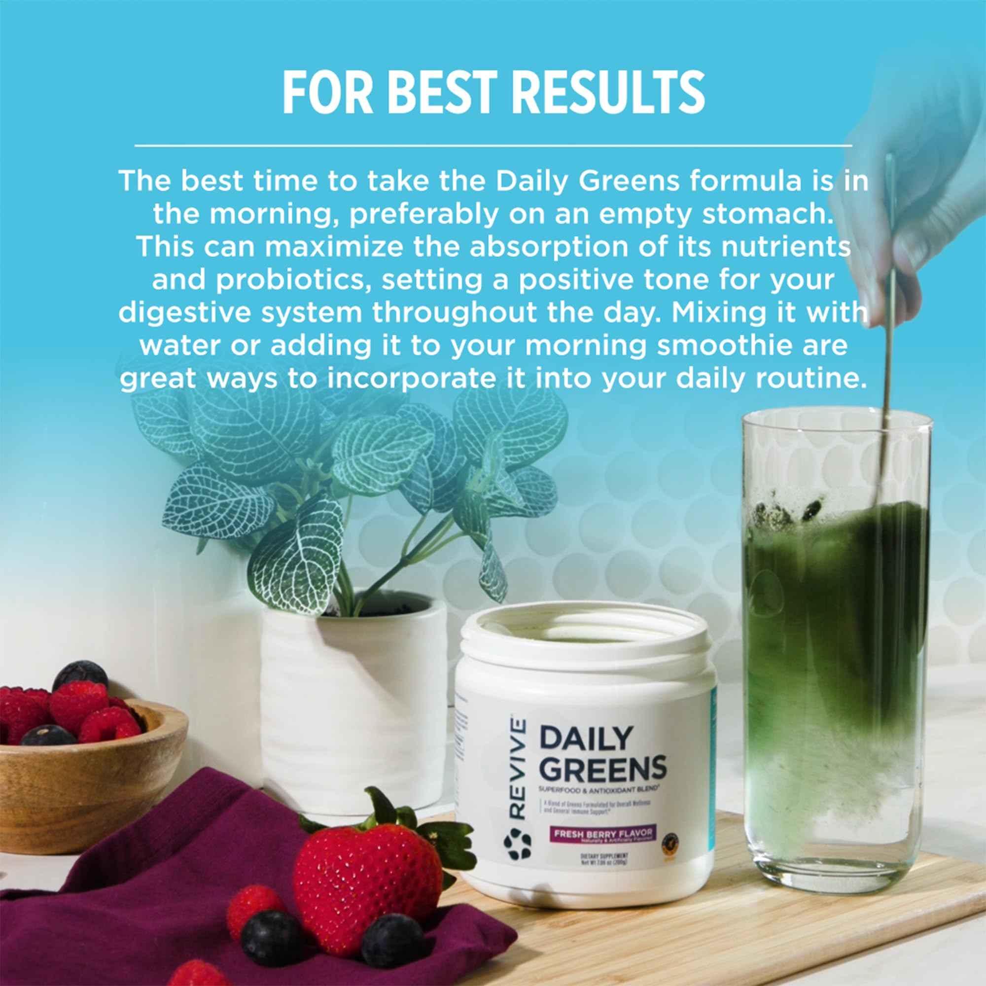 Revive Daily Greens ingredients list close-up