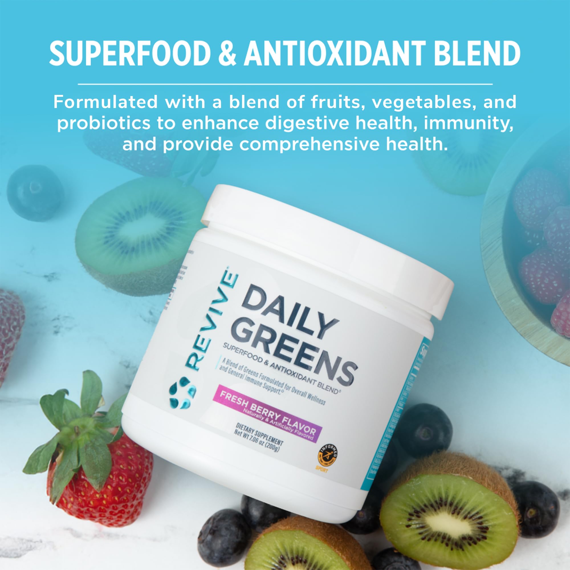 Revive Daily Greens nutritional information on packaging