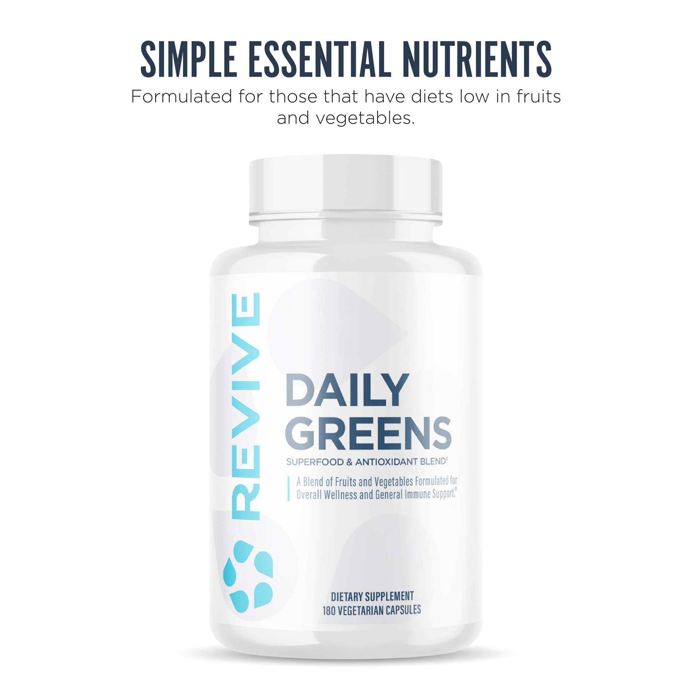 Revive Daily Greens supplement bottle side view