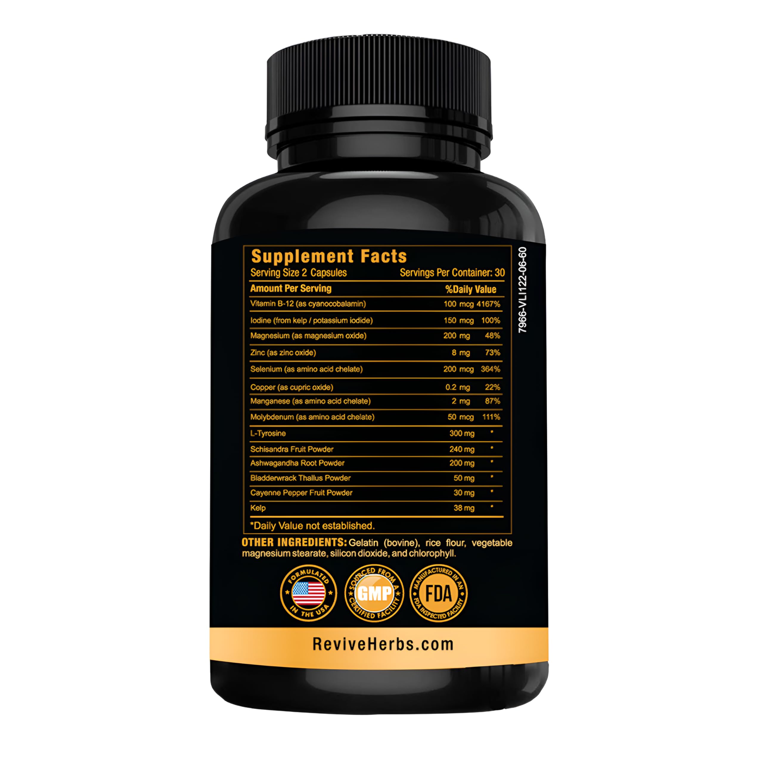 Revive Herbs Thyroid Support Capsules bottle with label