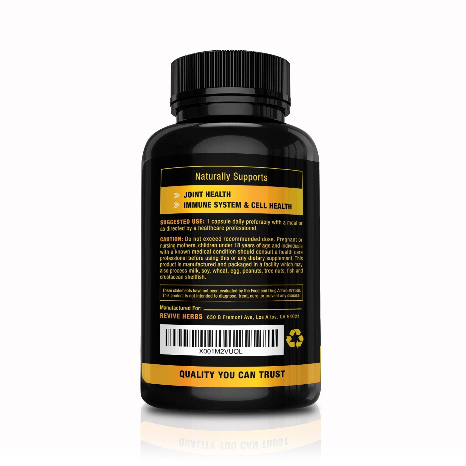 Revive Herbs Turmeric Curcumin 750mg capsules with label details