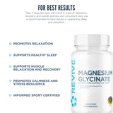 Revive Magnesium Glycinate capsules in a glass of water