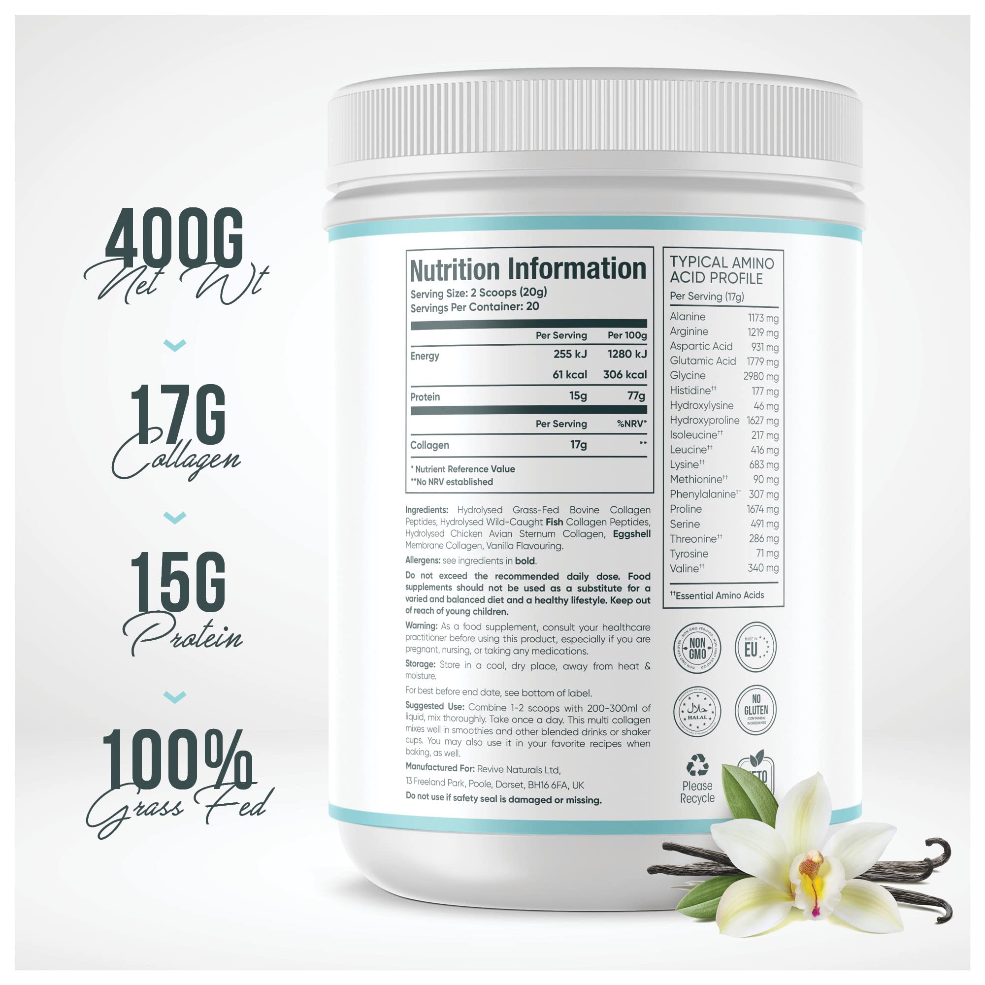 Revive Naturals Collagen Supplement 454g packaging