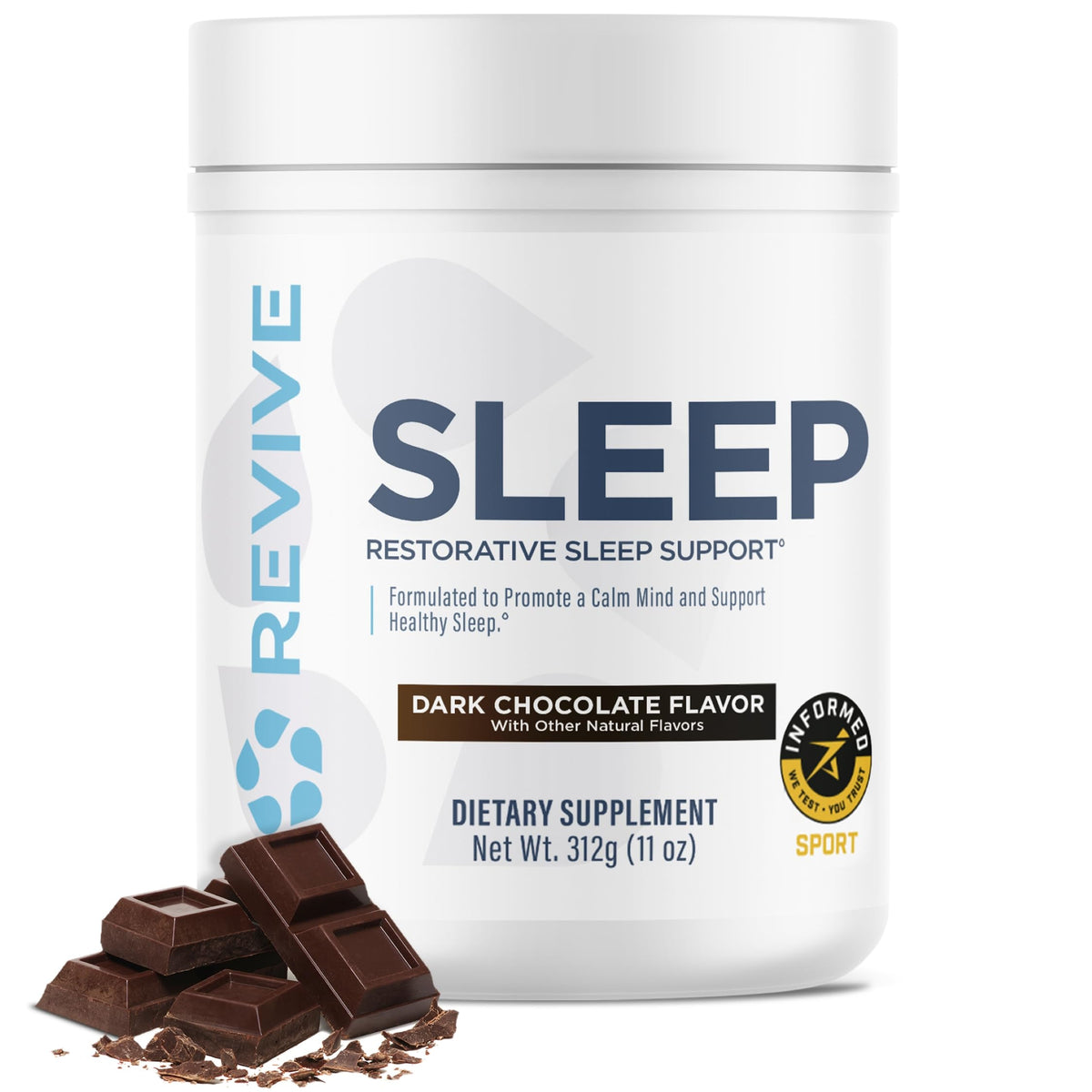 Revive Sleep Supplement Dark Chocolate 11.32 oz front view