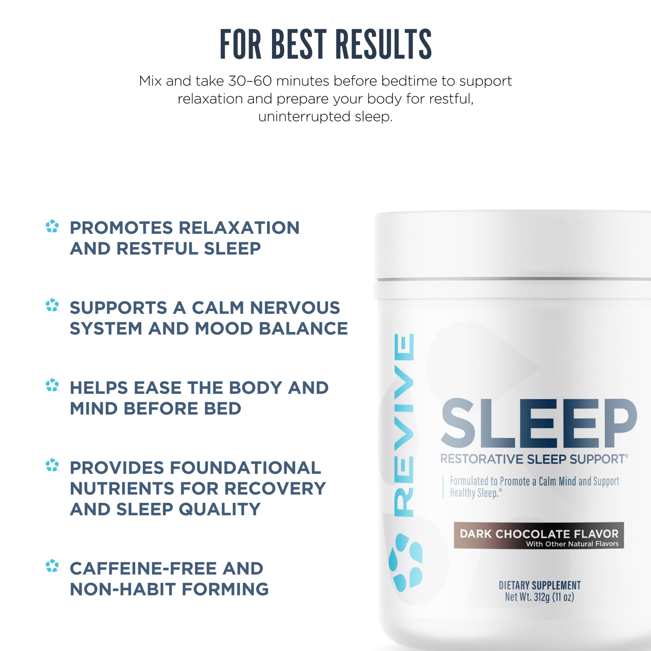Revive Sleep Supplement Dark Chocolate nutritional information