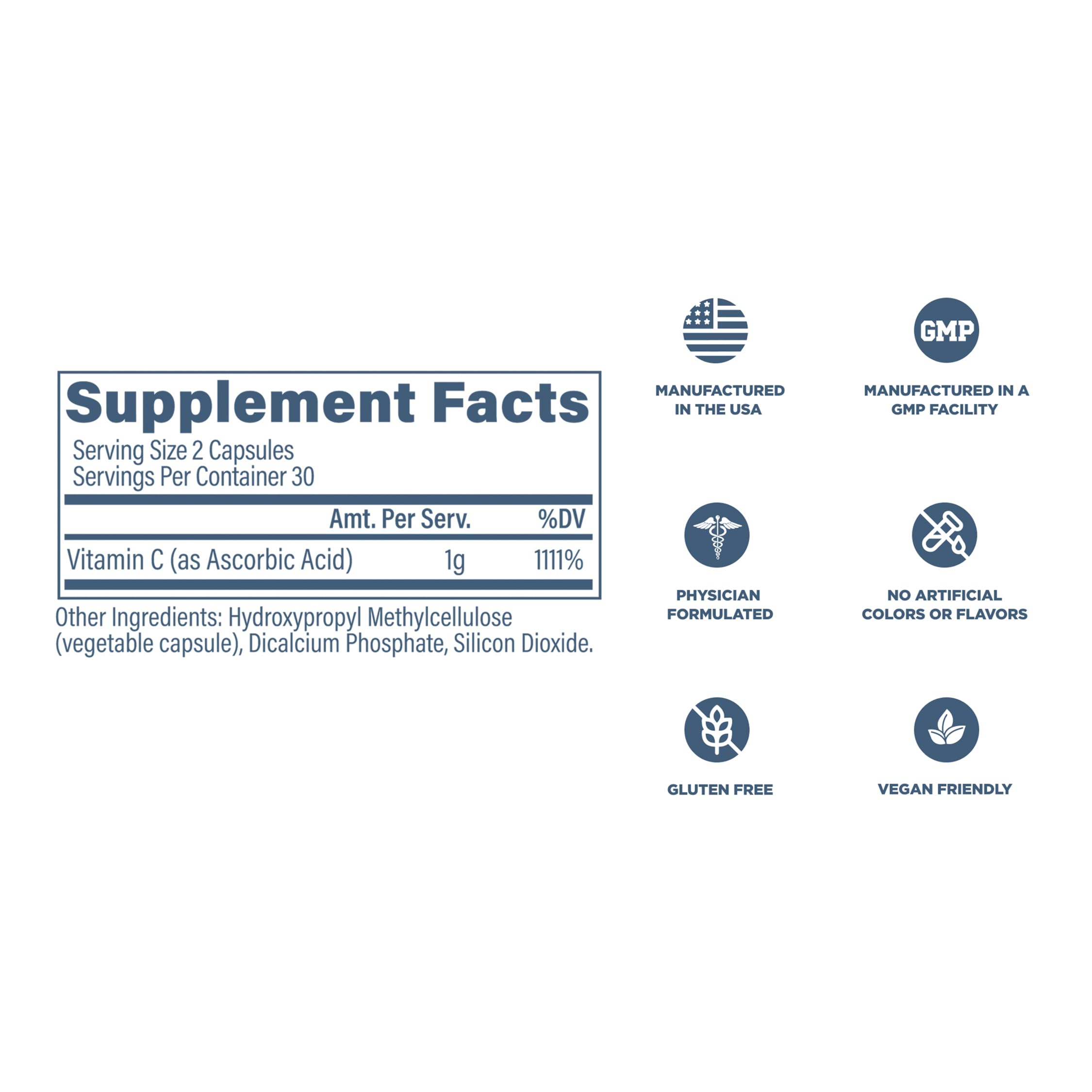 Revive Vitamin C ingredients list on the back of the bottle