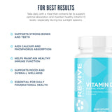 Revive Vitamin D3 5000IU softgels on a wooden table