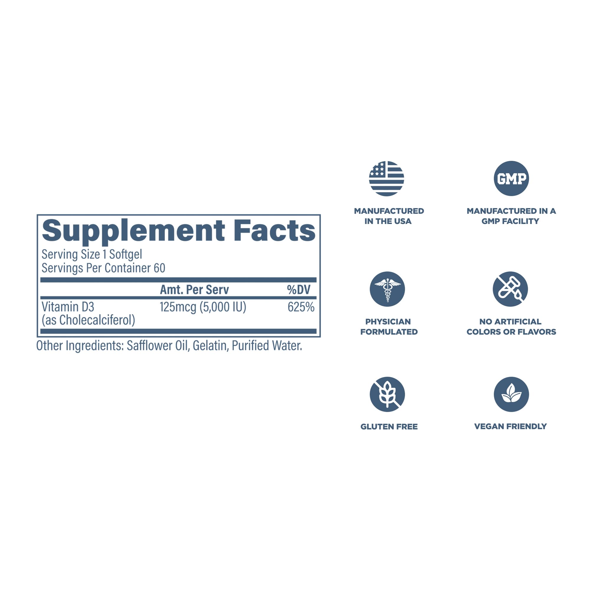 Revive Vitamin D3 5000IU softgels with a glass of water