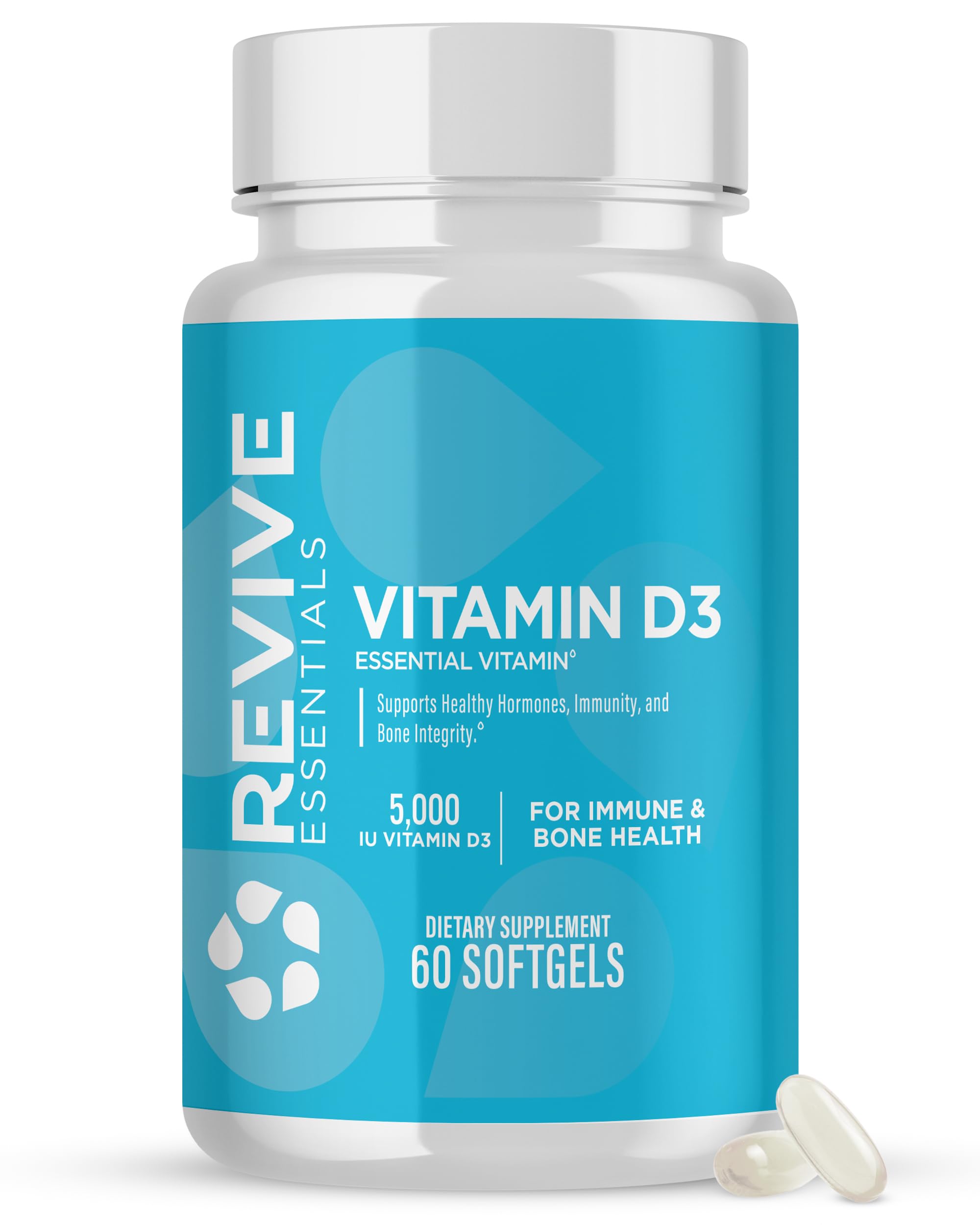 Revive Vitamin D3 5000IU vegetarian softgels front view