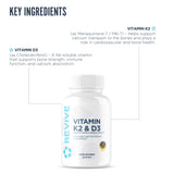 Revive Vitamin D3 & K2 softgels back view with ingredient list