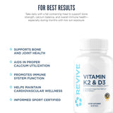 Revive Vitamin D3 & K2 softgels on a wooden table