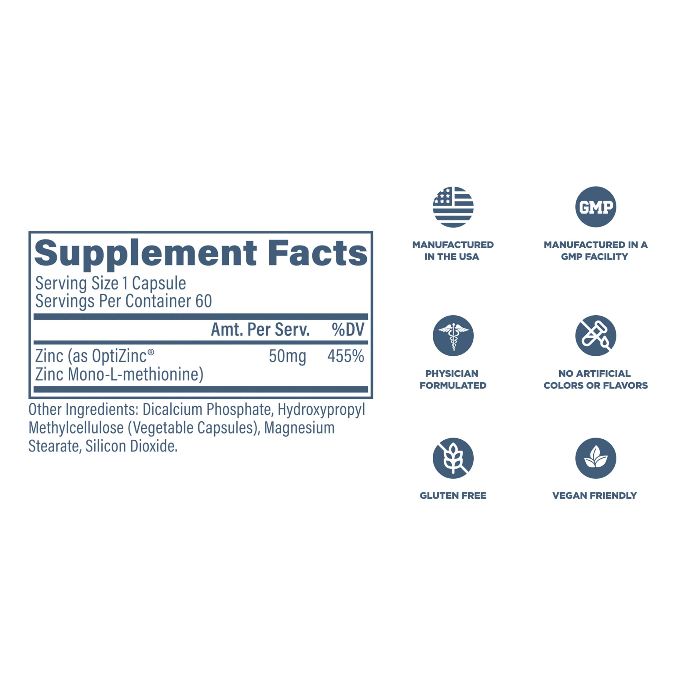 Revive Zinc Supplement 50mg OptiZinc ingredients list