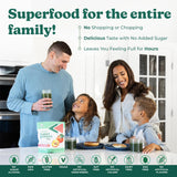 Rewind Daily Greens Superfood Powder sachets on a kitchen counter