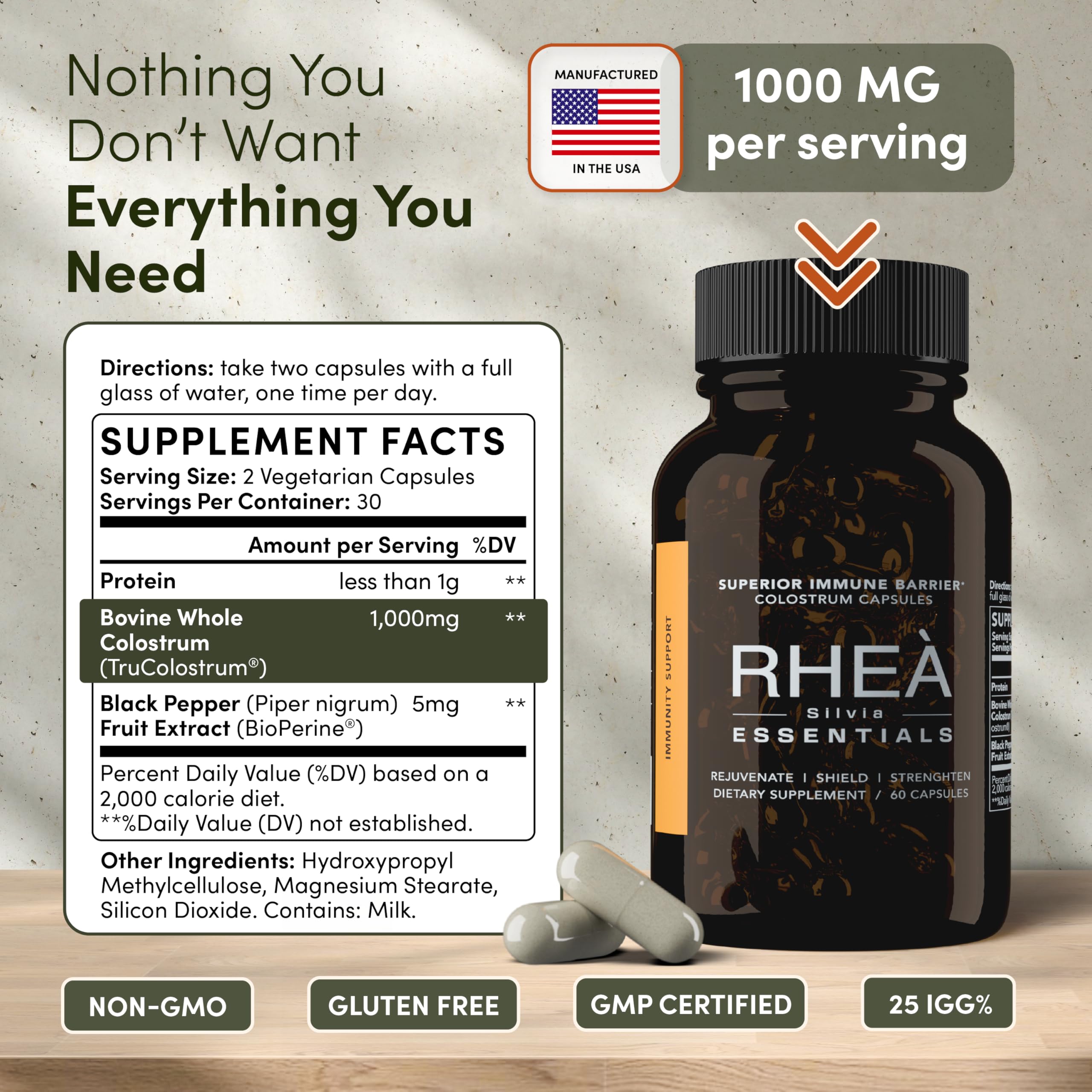 RHEASILVIA Colostrum Capsules lifestyle setting