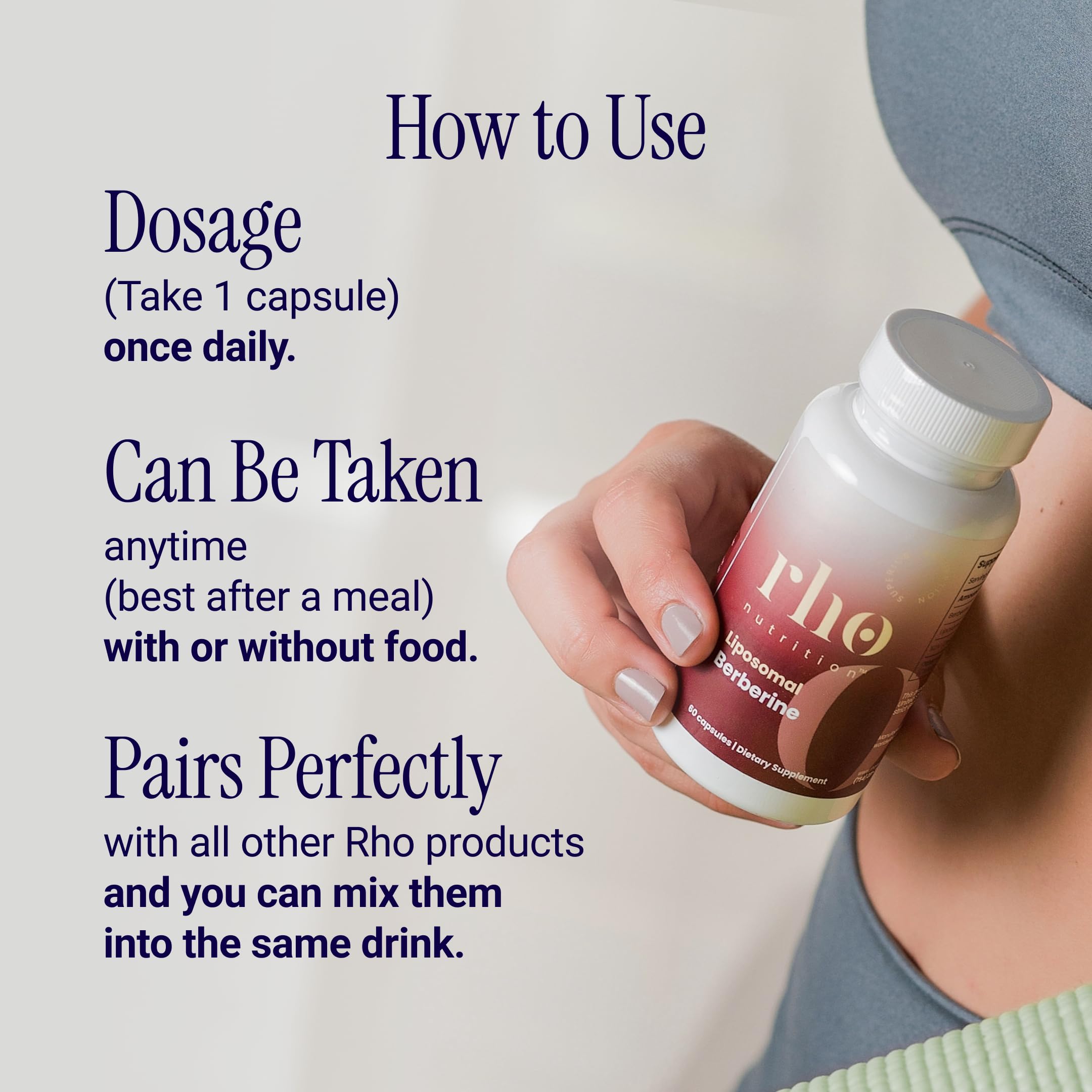 Rho Nutrition Liposomal Berberine Capsules with a measuring spoon