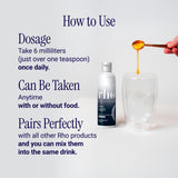 Rho Nutrition Liposomal CoQ10 liquid supplement with a smoothie