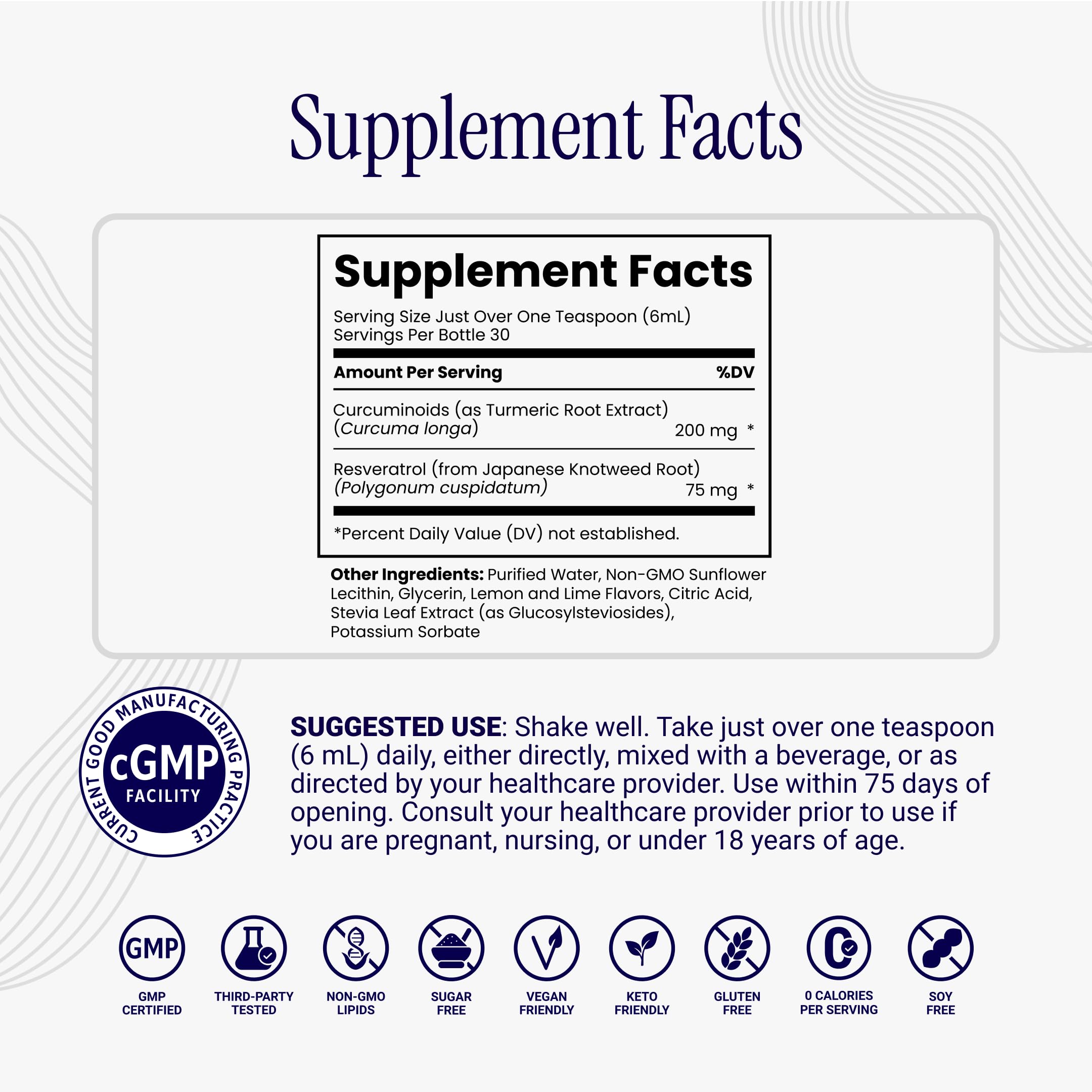 Rho Nutrition Liposomal Curcumin + Resveratrol bottle with cap