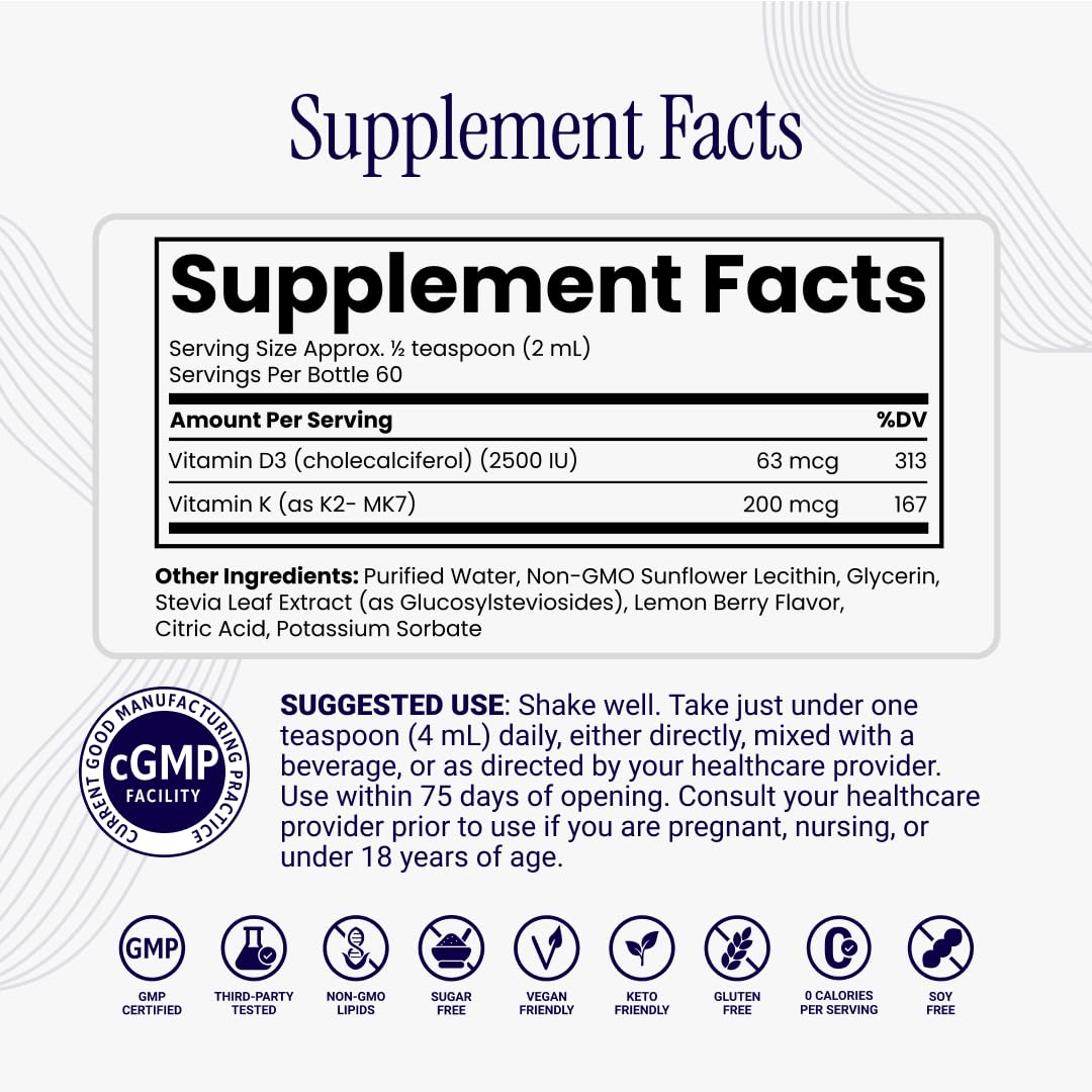 Rho Nutrition Liposomal D3K2 liquid supplement serving size measurement