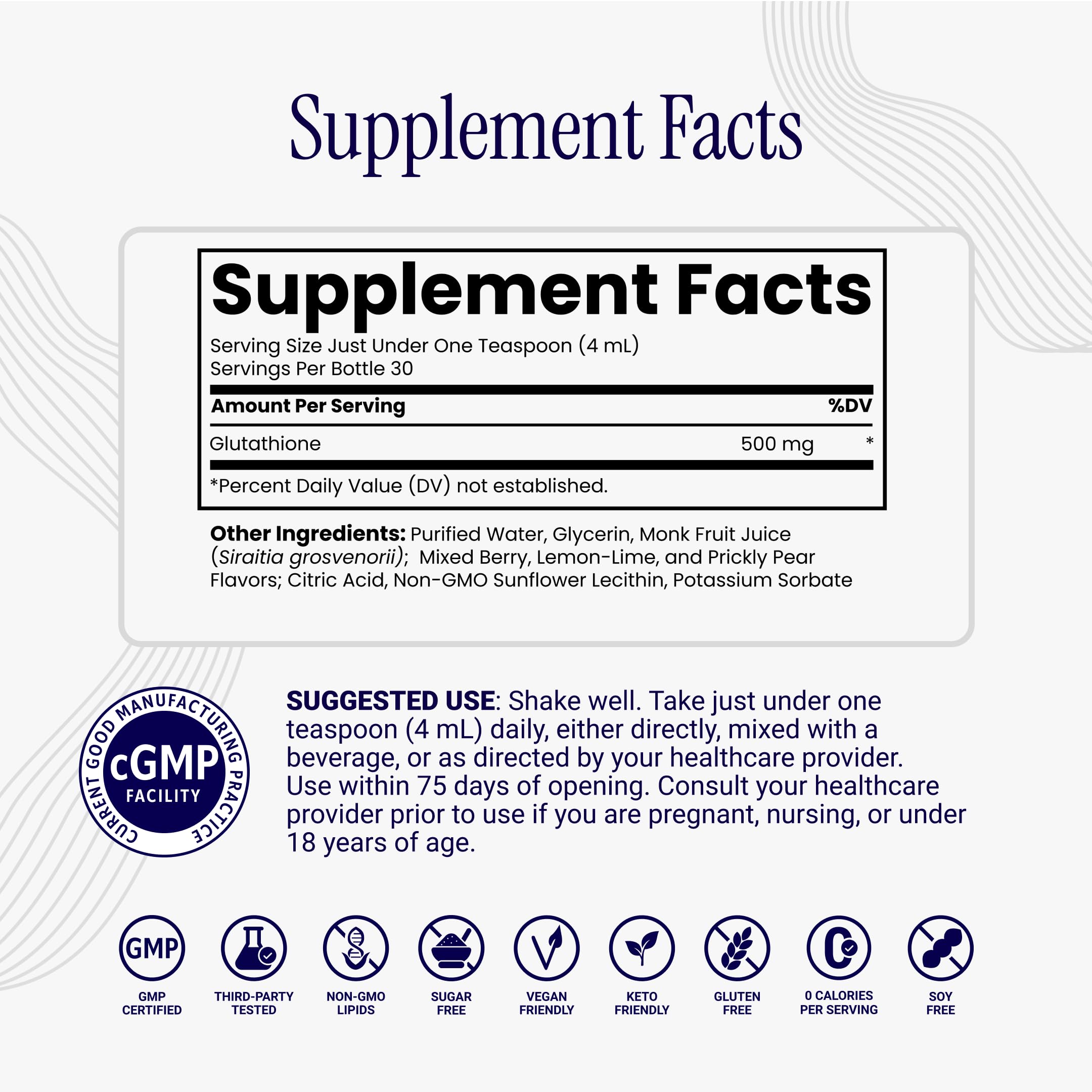 Rho Nutrition Liposomal Glutathione liquid supplement with a spoon