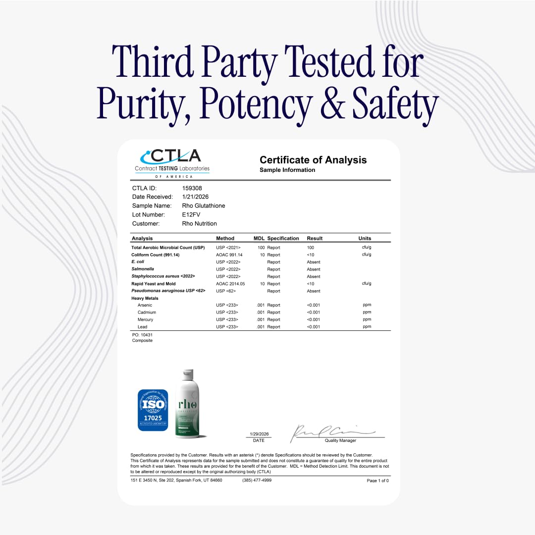 Rho Nutrition Liposomal Glutathione supplement ingredients list