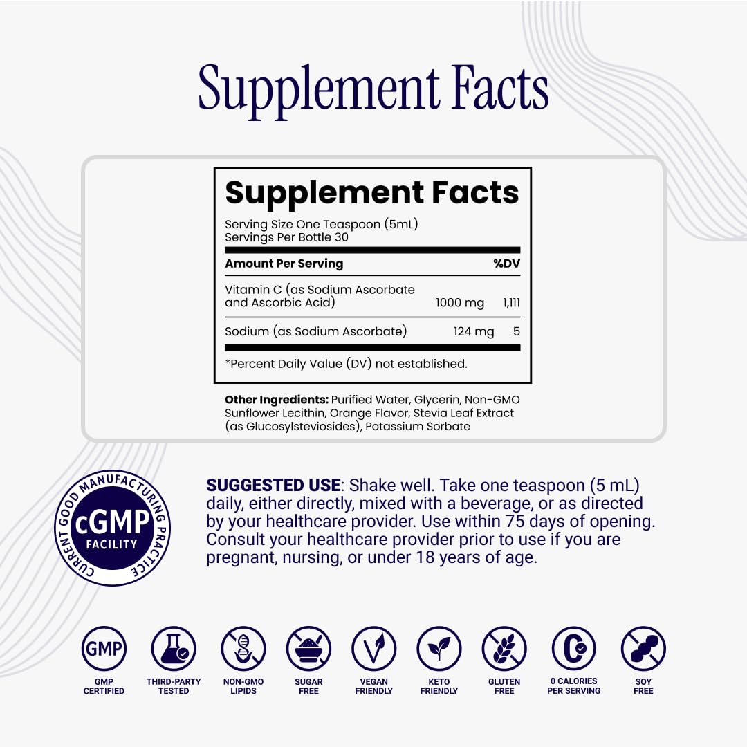 Rho Nutrition Liposomal Vitamin C liquid supplement with a teaspoon