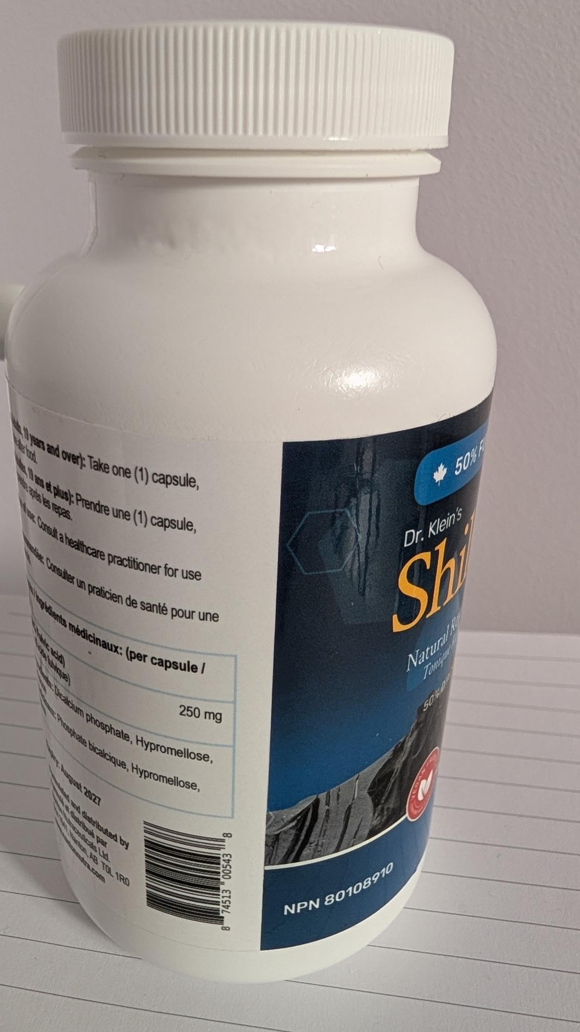 Rhoziva Shilajit Capsules side view showing capsule size