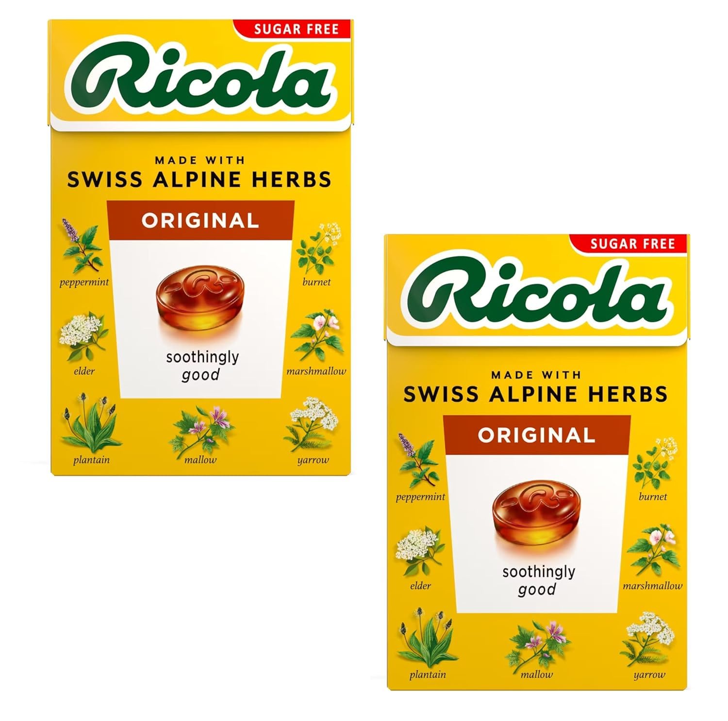 Ricola Sugar Free Herb Drops with Stevia packaging details