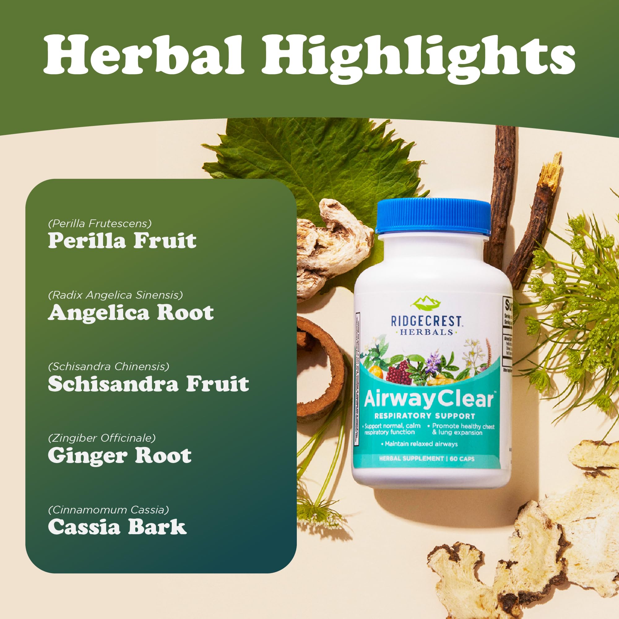 RidgeCrest Herbals AirwayClear Herbal Supplement capsule close-up