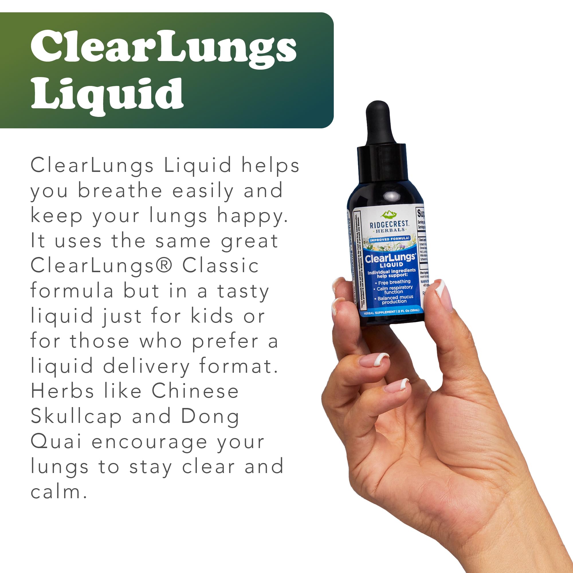 RidgeCrest Herbals Clear Lungs Liquid 60g ingredients list