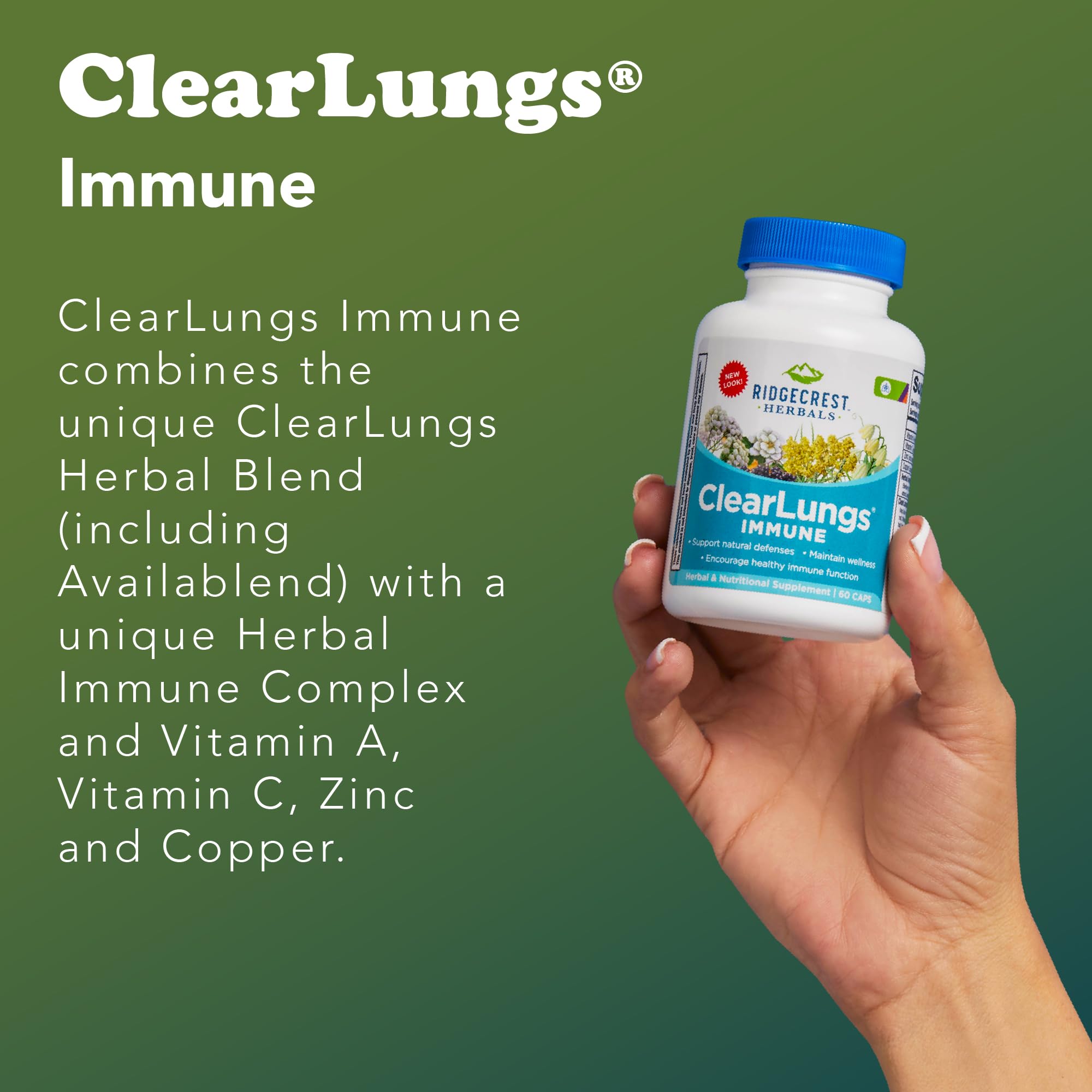 RidgeCrest Herbals ClearLungs daily wellness supplement capsules
