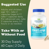 RidgeCrest Herbals ClearLungs daily wellness supplement packaging