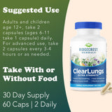 RidgeCrest Herbals ClearLungs Extra Strength herbal ingredients layout