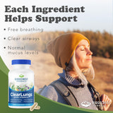 RidgeCrest Herbals ClearLungs Extra Strength herbal supplement bottle side view